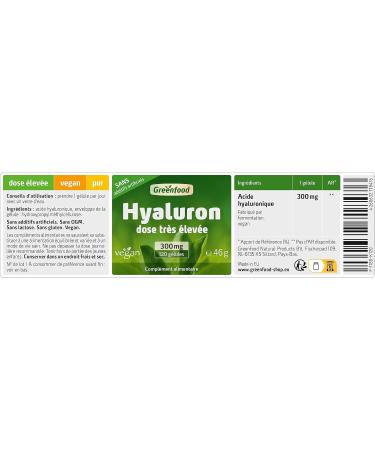 Greenfood Hyaluron 300 mg pure hyaluronic extra high dose vegan 120 capsules no artificial additives no genetic engineering. - Buy Online on GoSupps.com
