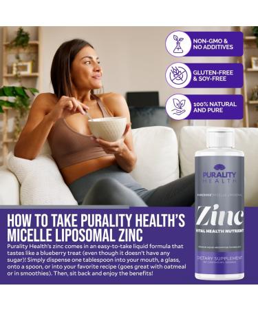 Liposomal Zinc Purality Health 15mg of Zinc per Serving Liquid Zinc Blueberry Flavor Vegan Gluten-Free 15 Day Supply - Buy Online on GoSupps.com