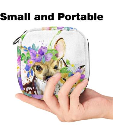 Stylish Menstruation Pad Bag with Zipper - Cute Forest Animal Design for Women & Girls - Waterproof Tampon & Napkin Collection Bag - Buy Online on GoSupps.com