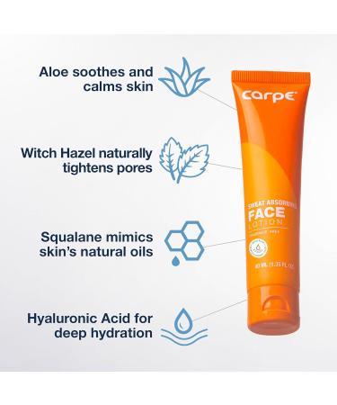 Carpe Sweat Absorbing Face Lotion for Oily Skin Control Mattifying Face Lotion with Moisturizing Hyaluronic Acid and Squalane Fragrance Free 1.35 oz - Buy Online on GoSupps.com