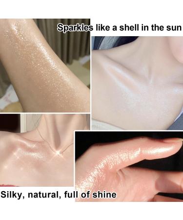 Glitter Powder Highlighter Makeup - Champagne Shimmer Body & Face Blusher | 3D Brightening Glitter Brush Powder - 1 oz - Buy Online on GoSupps.com