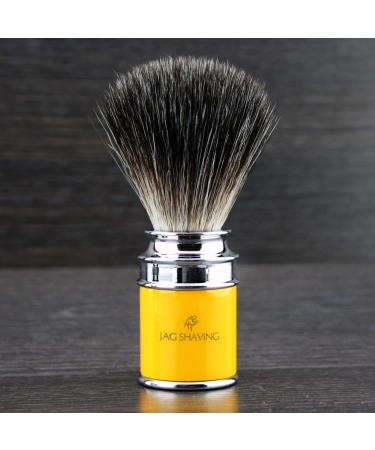 100% environmentally friendly synthetic hair made of shaving brush for men with a yellow synthetic resin handle.Light.Comes in a designer box perfect for everyday use.