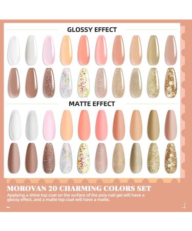 Morovan Poly Gel Kits - 20 Colors Poly Gel Nail Kit for DIY Nail Extension and Art Nails - Manicure Kit for Beginners with Nail Gel Builder - 20PCS Poly Gel Color Packs - Buy Online on GoSupps.com