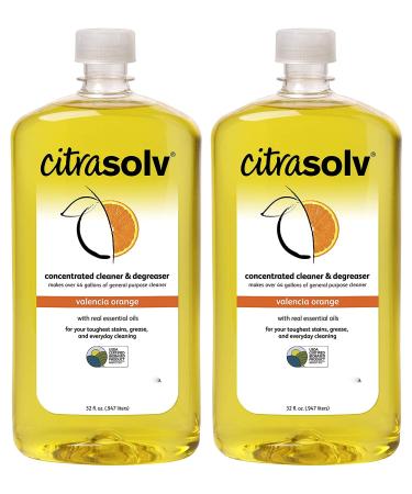 Citra Solv | Concentrated Cleaner & Degreaser | Household Cleaner | Valencia Orange | 32 Fl Oz | 2 Pack 32 Fl Oz (Pack of 2) 2 Pack