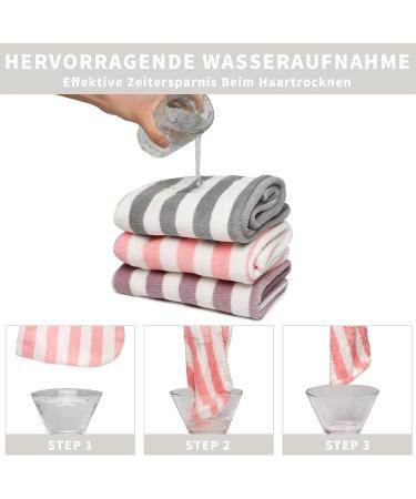 Super Absorbent Hair Turban Towel Set - 3 Pack Quick Dry Microfiber Caps for Long Curly Hair (Pink Purple Gray) Ideal for Women & Girls - Buy Online on GoSupps.com