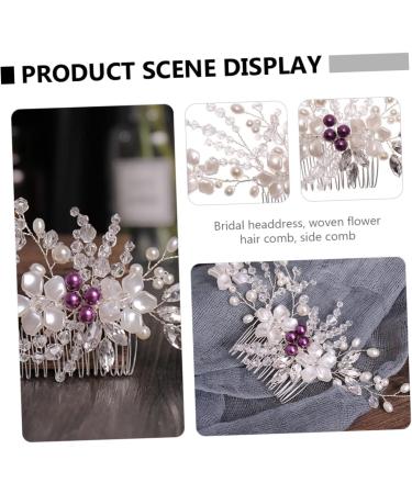 Ipetboom 1pc Braided Flower Comb Pearl Hair Clip Rhinestone Hair Clip Wedding Hair Comb Womens Hair Clips Bride Hair Comb To Weave Abs White Hair Accessories Banquet European and American - Buy Online on GoSupps.com
