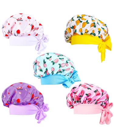 5 Pcs Kids Satin Bonnet Sleeping Cap for Girls Boys Soft Satin Baby Bonnet Satin Hair Bonnet for Sleeping Night Hair Wide Band Sleeping Cap for Toddler Infant Kids  5 Styles