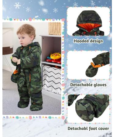Winter Snowsuit for Girls Boys 6-9 Months | Warm Fleece with Gloves and Footies | Baby Winter Suit Jumpsuit Hooded Outwear - Buy Online on GoSupps.com
