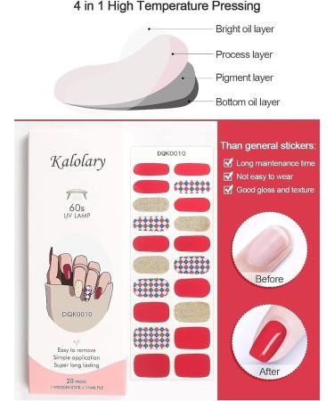 Kalolary Gel Nail Polish Strips Nail Gel Art Sticker Waterproof Full Nail Wraps Decal Sets with Scissors Nail File and Stick for Women Girls Nail Art Decor (UV/LED Lamp Required)-10 - Buy Online on GoSupps.com