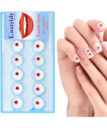 Zorq Tooth Jewelry Gemstones - 10 Pieces Removable Red Nail & Tooth Ornaments with Box | Ideal for Crafting - Buy Online on GoSupps.com