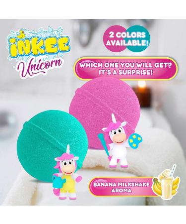Inkee Unicorn Professions Bath Bomb for Kids | Surprise 1 of 6 Collectible Unicorns | 100g Banana Milk Aroma & Jojoba Oil | Perfect for Bath Time Fun - Buy Online on GoSupps.com