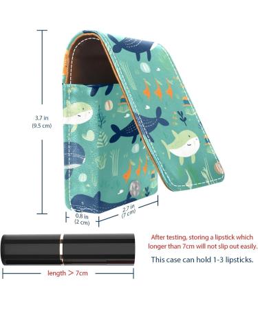 Buy Sea Wave Whales Lipstick Case - Leather Mini Organizer with Mirror | Cute Lip Gloss Holder for Travel - Buy Online on GoSupps.com