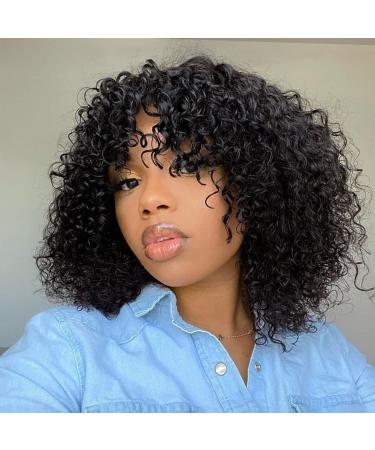 LuvMe Hair 12 Curly Wig with Bangs- Short Human Hair Wigs for Black Women - Buy Online on GoSupps.com