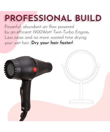 Turbo Power 3900 Ionic Hair Dryer - Professional Twin Turbo Blower with Brush | International Shipping Available - Buy Online on GoSupps.com