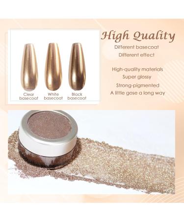Laza Chrome Nail Powder - Holographic Glitter for DIY Gel Polish & Nail Art | Metallic Dust & Reflective Pigment in Champagne Gold - Buy Online on GoSupps.com