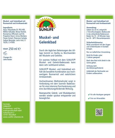Buy SUNLIFE Relaxation Bath - Muscle & Joint Relief with Rosemary - 250ml for International Shipping - Buy Online on GoSupps.com
