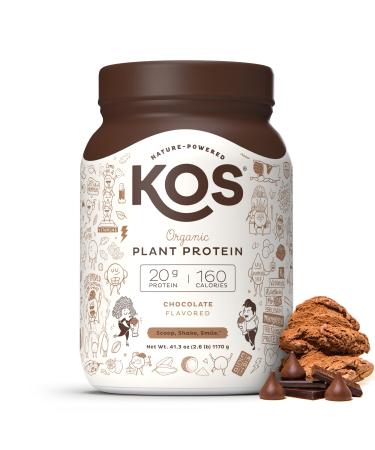 KOS Vegan Protein Powder, Chocolate - Low Carb Pea Protein Blend - Plant Based Protein Powder - USDA Organic, Keto, Gluten, Soy & Dairy Free - Meal Replacement for Women & Men - 30 Servings 30 Servings (Pack of 1)