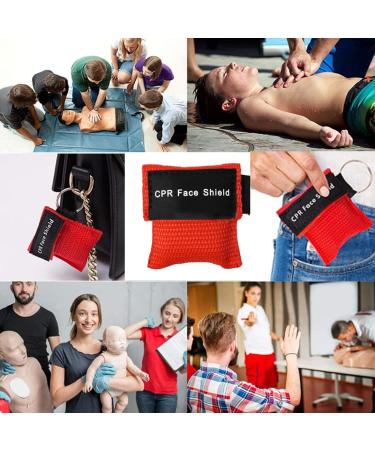 PHCOZY 5 Pcs CPR Mask Keychain Set | Check Valve & Breathing Scarf | MojiDecor Red Breathing Barrier for Safety & First Aid - Buy Online on GoSupps.com