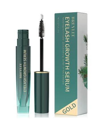 Eyelash Growth Serum BREYLEE Lash Serum for Thicker Brows and Grow Bows Faster, Longer, Fuller (3ML/ 0.1 Fl. Oz) Gold