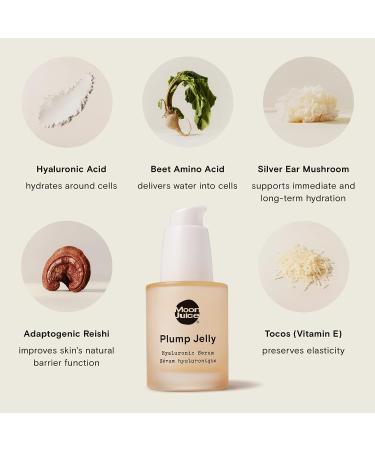 Moon Juice Plump Jelly Hyaluronic Acid Serum for Face - Hydration, Elasticity & Bounce | Peptides, Mushrooms | Clean, Vegan, Cruelty-Free - 30ml - Buy Online on GoSupps.com