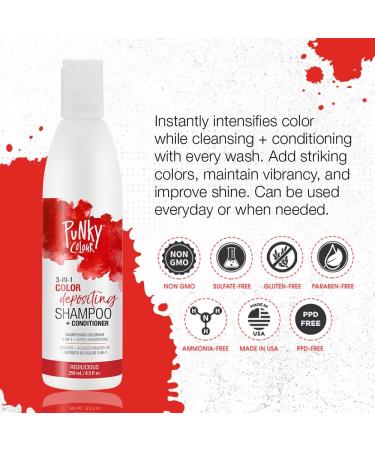 Punky Redilicious 3-in-1 Color Depositing Shampoo & Conditioner 8.5 oz - Shea Butter, Pro Vitamin B for Nourished Hair - Buy Online on GoSupps.com