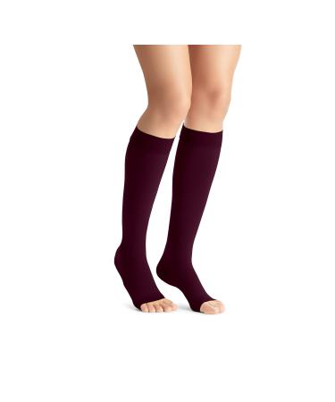 Jobst pregnancy stockings opaque knee high 20 30 mmHg solid support for aching legs during pregnancy open toes cranberry size l large cranberry