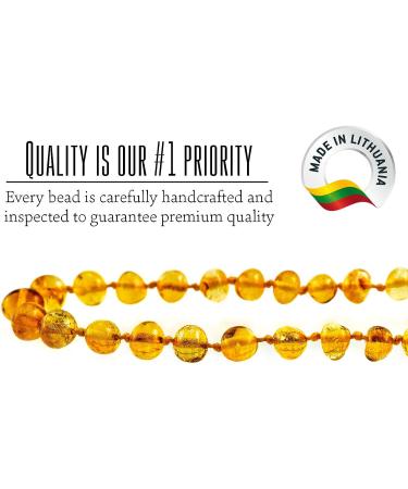 Baltic Proud Adult Amber Necklace - Natural Pain Relief for Migraines, Sinus, Arthritis - Raw Honey Color (18 Inches) - Buy Online on GoSupps.com