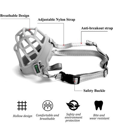 Ilepark Silicone Basket Muzzle for Dogs - Breathable Adjustable & Size 2 Gray | Prevents Barking Biting & Chewing - Buy Online on GoSupps.com