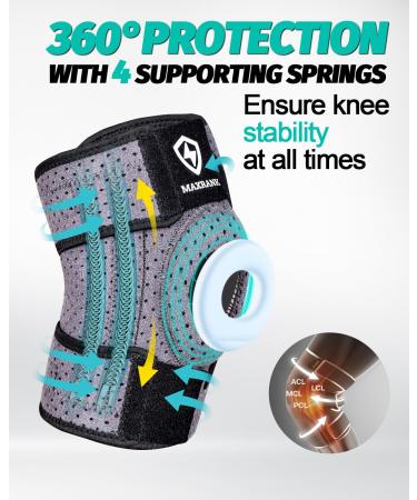 Knee Brace with Side Stabilizers - Adjustable Support for MCL ACL Arthritis & Meniscus Tear - Pain Relief for Men & Women - Universal Fit (10.2-19.1) - Gray - Buy Online on GoSupps.com