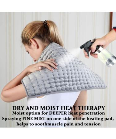 Electric Heating Pad for Back Pain Relief - 12x24 - Dry & Moist Heat Therapy - Auto Shut Off - Light Gray - Buy Online on GoSupps.com