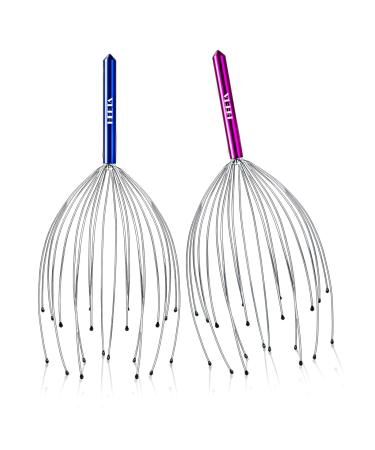 HEETA 2-Pack Head Scalp Massagers, 20 Fingers Scratcher for Deep Relaxation, Hair Stimulation and Stress Relief, Handheld Head Massager Scalp Scratcher (Blue & Purple)