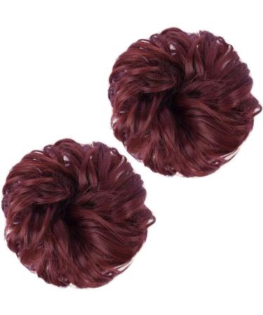 PORSMEER 2-Pack Curly Wavy Messy Hair Bun Extensions for Women - Red - Buy Online on GoSupps.com