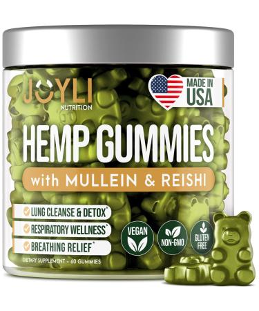 JOYLI Quit Smoking Gummies - Stop Smoking Hemp Gummies with Mullein Leaf & Reishi Mushroom - All-Natural Lung Cleanse for Smokers - Lung Detox to Clear Mucus from Respiratory - Non-GMO, Vegan