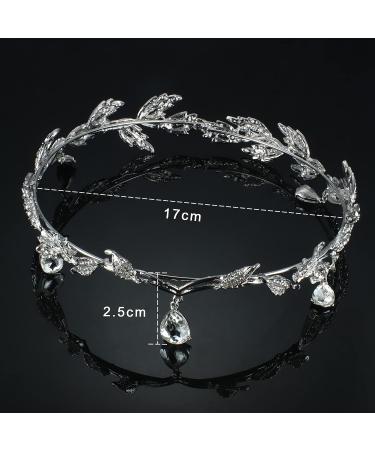 Sailimue Rhinestone Leaf Wedding Fairy Crown Headband - Bridesmaid Tiara Headpiece - Silver Tone - Buy Online on GoSupps.com