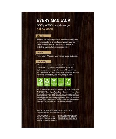 Every Man Jack Sandalwood Body Wash Shower Gel 16.9 Fl Oz - 91297 - Buy Online on GoSupps.com