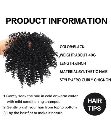 Messy Bun Hair Piece for Women Synthetic Hair Bun Chignon for Black Women Afro Kinky Curly Bun Hair Extension Hairpieces Afro Puff Elastic Rubber Band Ponytail Extension Fake Hair Accessories for W 003 - Buy Online on GoSupps.com