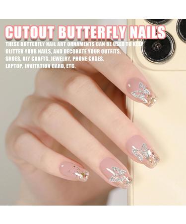 100PCS Hollow Metal Butterfly Nail Charms for Women and Girls - Nail Art Supplies for DIY Manicure Designs (Silver) - Buy Online on GoSupps.com
