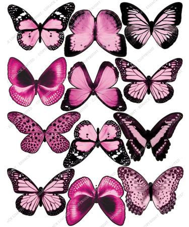 Cakeshop 12 x Pre-Cut Edible Butterfly Decorations Light Pink