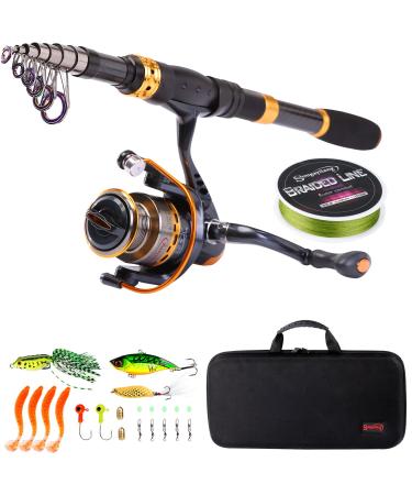 Soougayilang fishing rod coil combos carbon fiber telescopic fishing rod with a spinning roller for trips in salt water and fresh water fishing sets with a carrying bag 2.4m