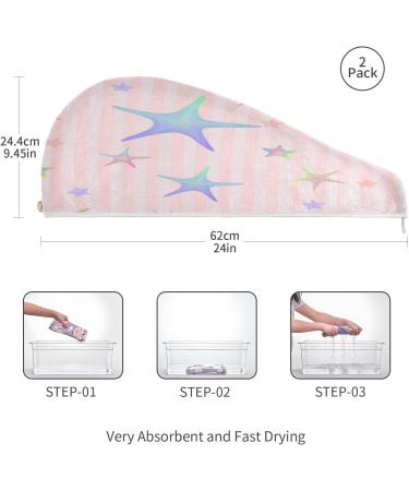 Coloured Stars Dry Hair Cap - Quick Drying 2 Piece Towel Set with Button Headband | Super Absorbent & Soft Comfort for Fast Drying - Buy Online on GoSupps.com