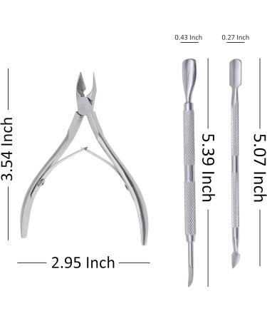 Kare & Kind Stainless Steel Cuticle Nipper and Pushers Set - Trimmer and 2 Pushers for DIY Manicure Pedicure - Home Nail Salon Essentials - Buy Online on GoSupps.com