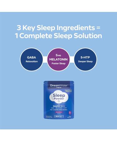 Dream Water Sleep Aid Powder Melatonin 5mg GABA 5-HTP Natural Flavors Helps You to Fall Asleep Fast and Wake Refreshed Snoozeberry 30-Count 30 Count - Buy Online on GoSupps.com