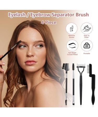 4 Pcs Eyebrow Brush & Comb Set - Professional Eyelash Separator Tool & Spoolies for Perfect Eye Makeup - Remove Clumps & Create Flawless Brows - Buy Online on GoSupps.com