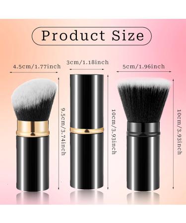 Retractable Makeup Brush 2 Piece Kabuki Brush Foundation Brush Travel Blush Brush Angled Cosmetic Brush Portable Powder Brush with Cover Flat Top Bronzer Brush with Aluminum Handle - Buy Online on GoSupps.com