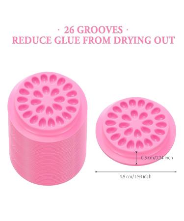 Pink Flower False Eyelashes Glue Holders with Tweezers - 200 Pieces for Lash Extension Application - Buy Online on GoSupps.com