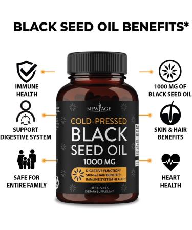 Black Seed Oil 2 Pack - 120 Softgel Capsules (Non-GMO & Vegetarian) - Premium Cold-Pressed Nigella Sativa - Pure Black Cumin Seed Oil - Buy Online on GoSupps.com