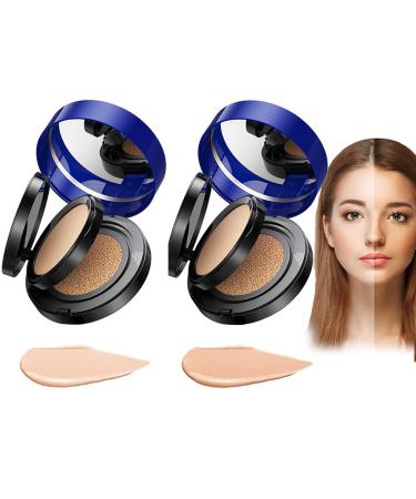 Onebikiniha 2 In 1 Cushion Pressed Powder Concealer Liquid Foundation  Onebikiniha 2 In 1 Powder & Foundation  Full Coverage Air Cushion Foundation  Double-layer Air Cushion Liquid Powder Set (Ivory+Natural)