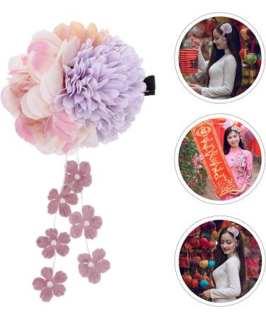 SHERCHPRY artificial flower headdress chinese hair accessories Wedding Floral Hair clasp Geisha Flower Hair Clip barrettes for women Retro Headdress manual alligator clip abs purple Miss - Buy Online on GoSupps.com