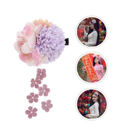 Lurrose Flower Hair Clip with Tassel: Purple Pearl Barrette for Hanfu Cosplay - Buy Online on GoSupps.com