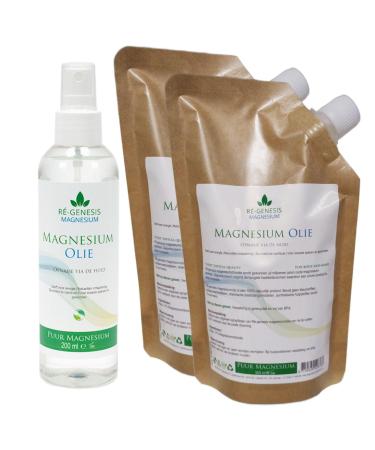 Magnesium Minerals Magnesium oil spray from Regenesis 2x400 ml refill standup pouch and 200 ml magnesium spray Magnesium chloride 31 Good for the muscles